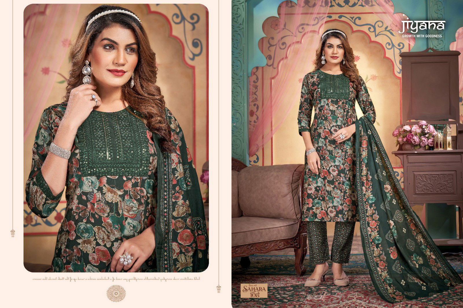 Jiyana Sahara Vol 4 Shimmer Printed Kurti Bottom With Dupatta